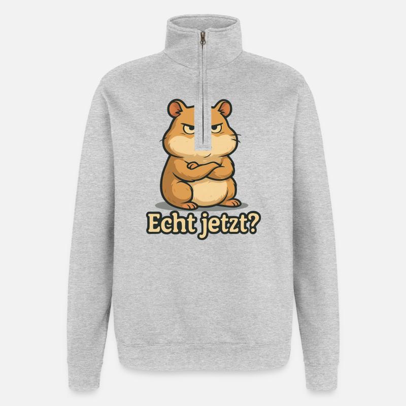 Echt jetzt Hamster - Quarter-Zip-Sweatshirt - Grau meliert