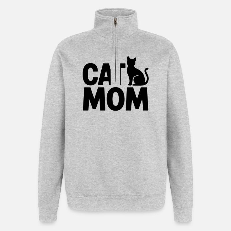 Maman Chat : Maman Chat - Sweat à zip 1/4 - gris chiné