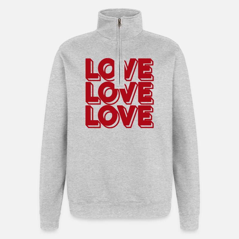 Retro Love Typografie - Quarter-Zip-Sweatshirt - Grau meliert