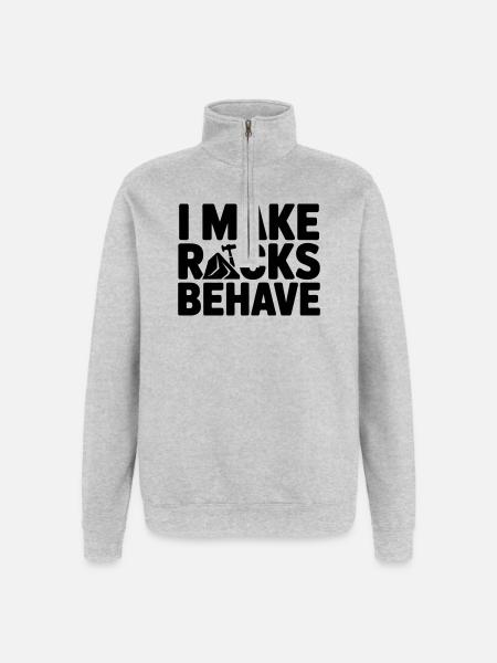 Steinmetz lustiger Spruch - Quarter-Zip-Sweatshirt - Grau meliert