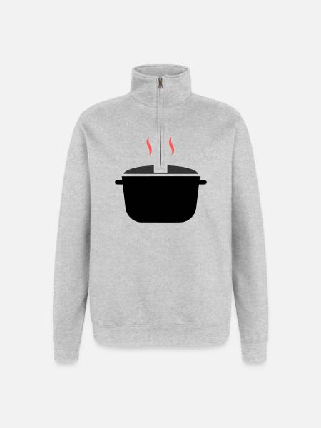 Kochtopf Dampf Kochen - Quarter-Zip-Sweatshirt - Grau meliert