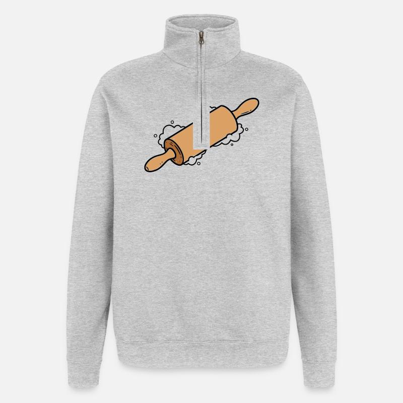 Nudelholz Teigrolle Backen - Quarter-Zip-Sweatshirt - Grau meliert