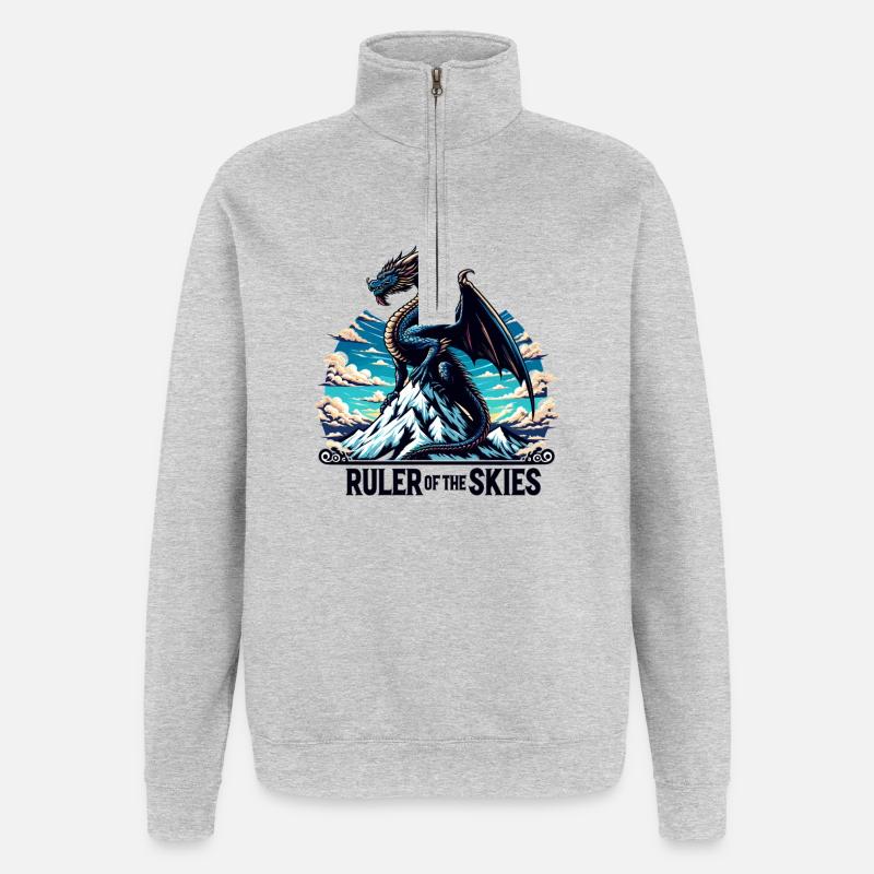 Drachenhimmel über Bergkette - Quarter-Zip-Sweatshirt - Grau meliert