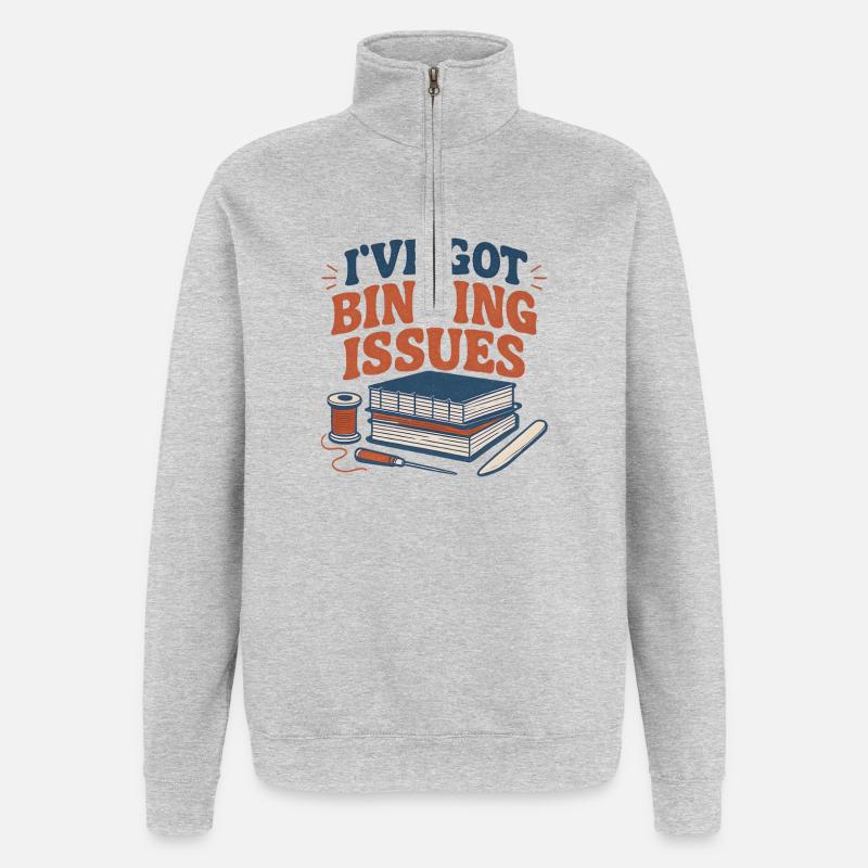 I have attachment problems | Bookbinding - Quarter-Zip Sweatshirt - heather grey