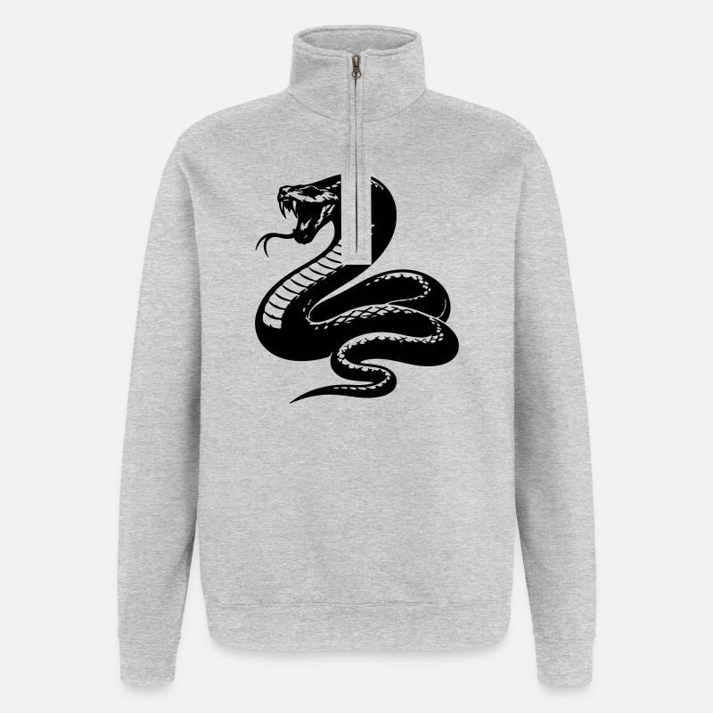 Silhouette du python serpent - Sweat à zip 1/4 - gris chiné