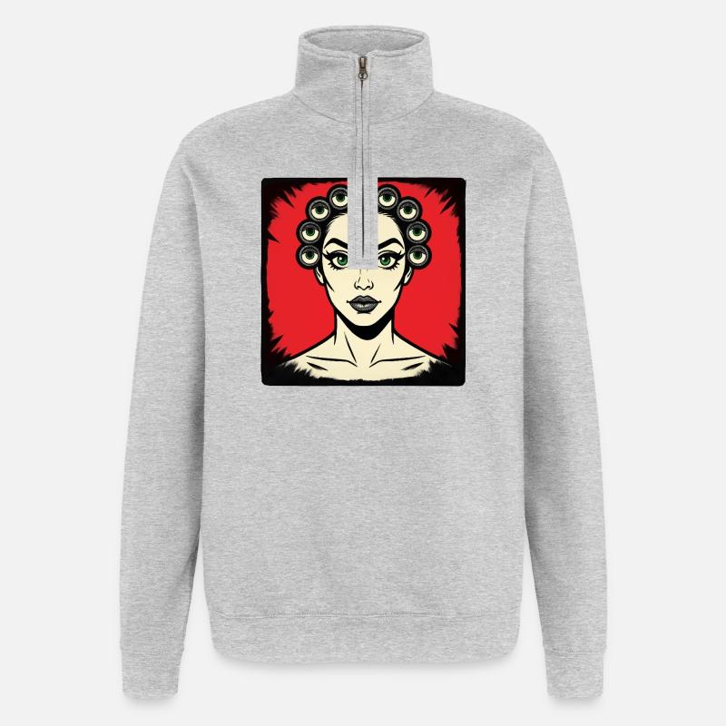 ICH SEHE DICH – nette Leute - Quarter-Zip-Sweatshirt - Grau meliert