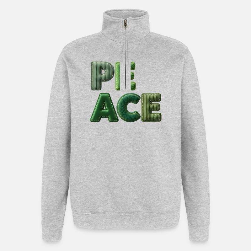 Peace Patchwork Green Nature Lettering - Quarter-Zip Sweatshirt - heather grey