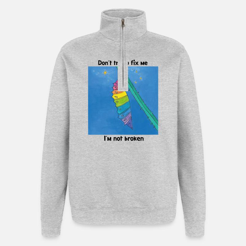 Bon comme je suis ! - Sweat à zip 1/4 - gris chiné