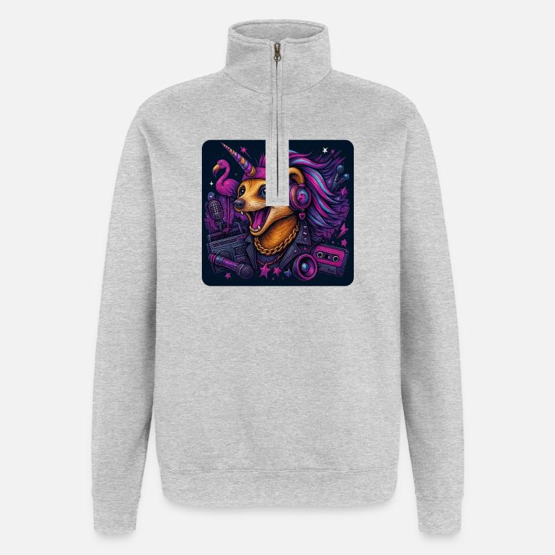Einhorn Erdmännchen Party - Quarter-Zip-Sweatshirt - Grau meliert