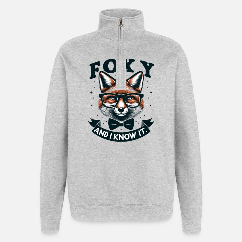 Nœud papillon Foxy Nerd - Sweat à zip 1/4 - gris chiné