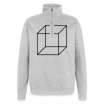 Cube Square - Quarter-Zip Sweatshirt - heather grey - Front - AI Model Female 172 light (172cm) & AI Model Male 178 dark (178cm)