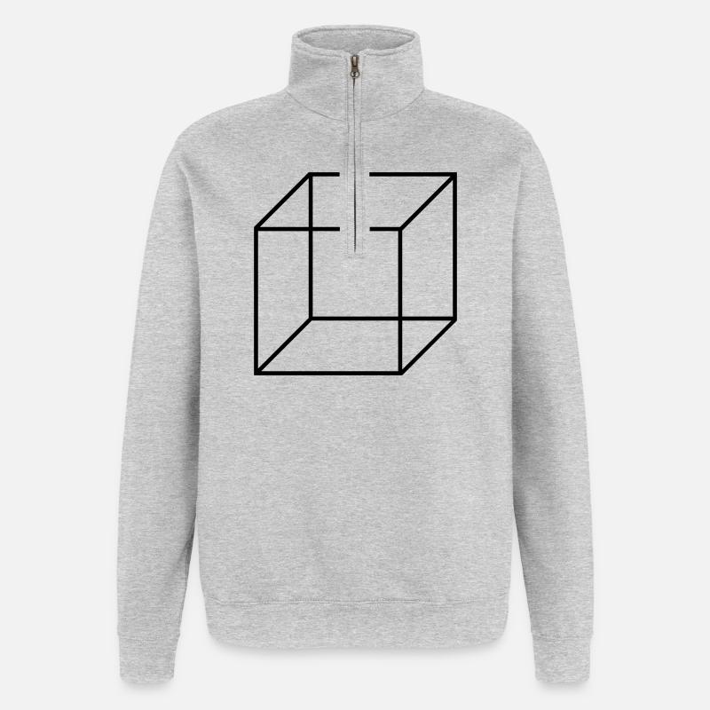 Cube Square - Quarter-Zip Sweatshirt - heather grey