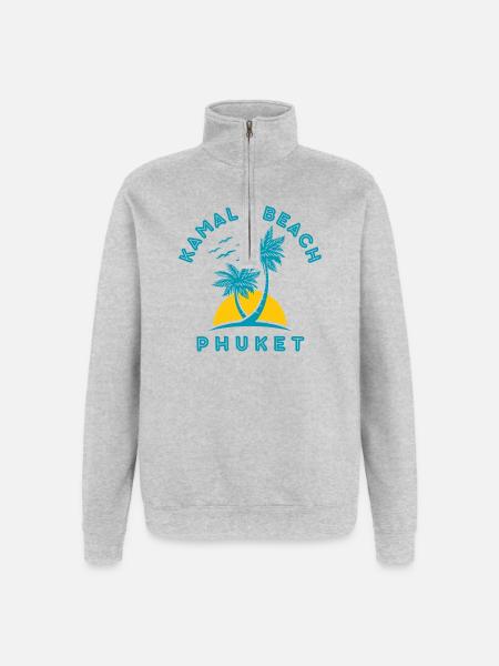 Kamala Beach Phuket Sunset Palm - Quarter-Zip Sweatshirt - heather grey