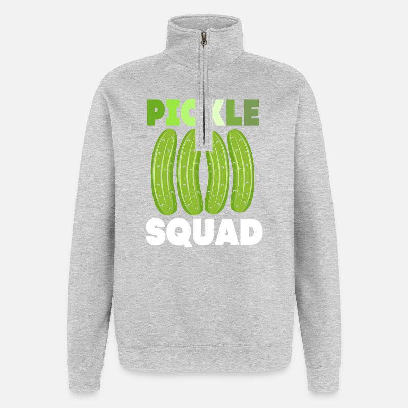 Cornichon concombre - Sweat à zip 1/4 - gris chiné