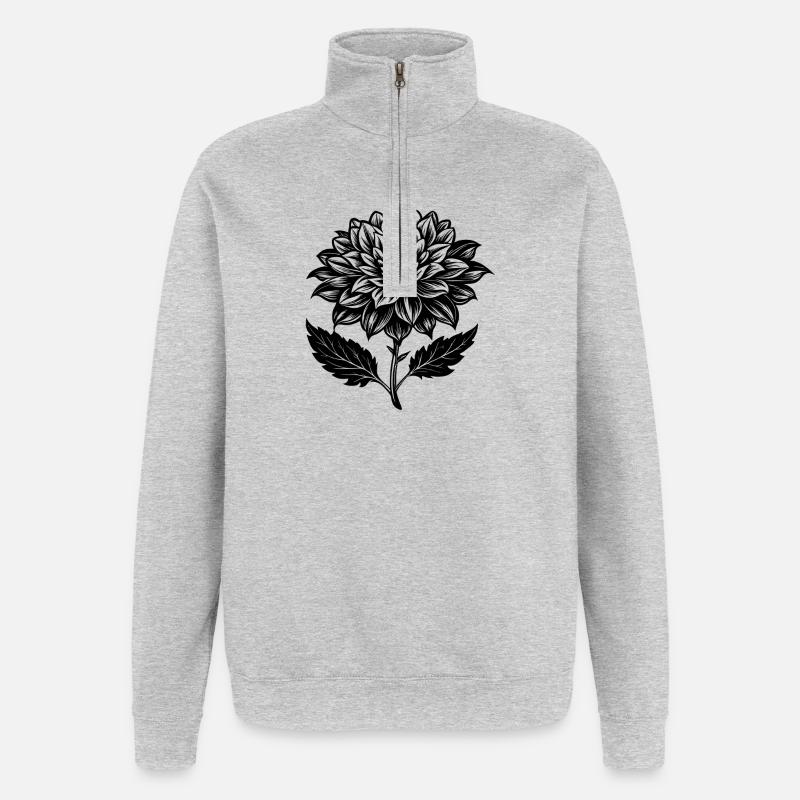 Blühende Blume - Quarter-Zip-Sweatshirt - Grau meliert