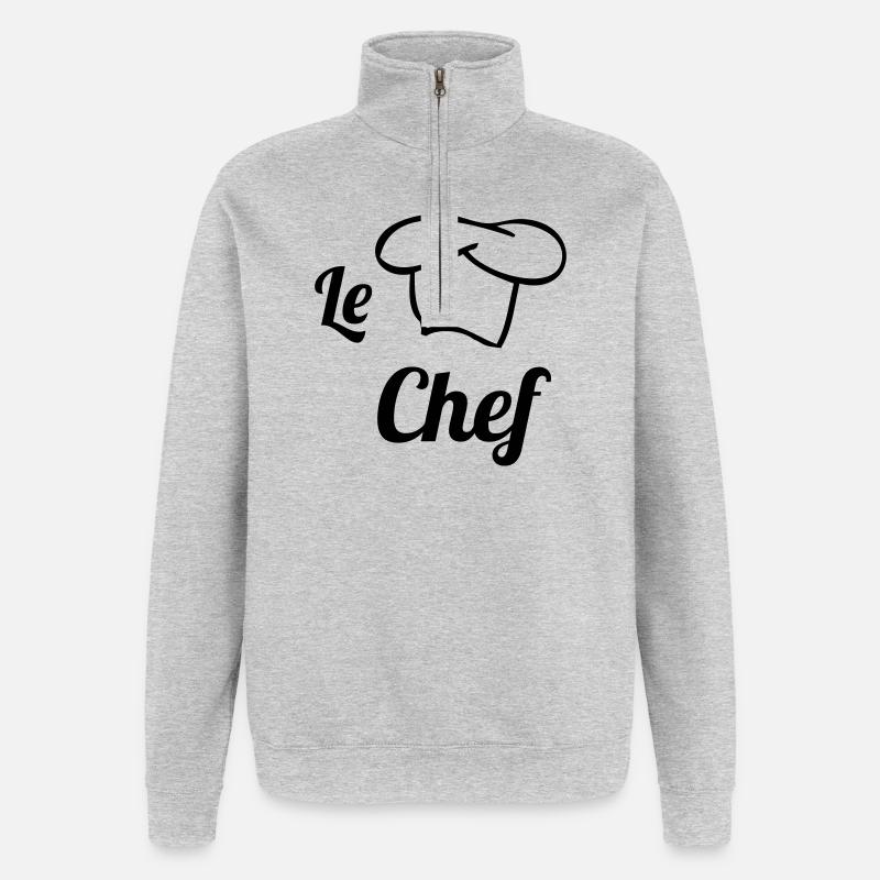 Chef - Cuisine - Cuisinier - Sweat à zip 1/4 - gris chiné