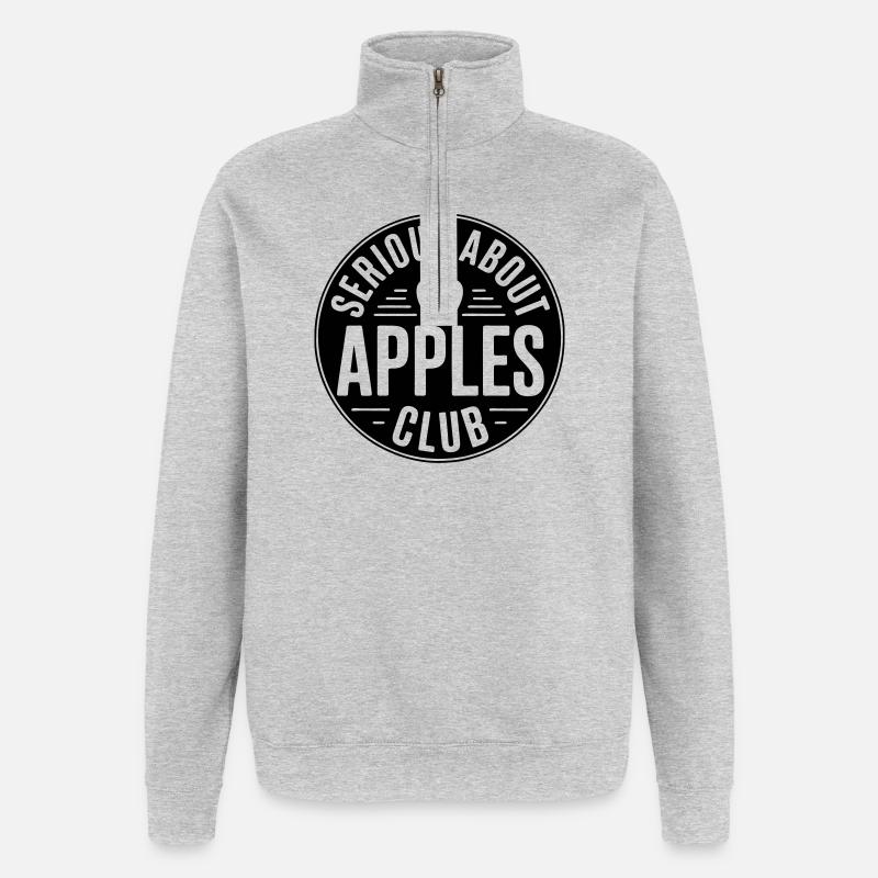 Äpfel - Serious about apples club - Quarter-Zip-Sweatshirt - Grau meliert