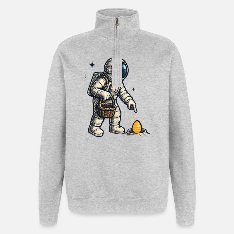 Astronaut Egg Exploration - Quarter-Zip Sweatshirt - heather grey