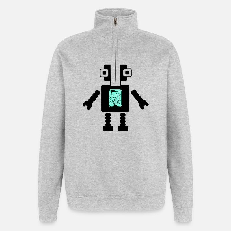 Robot Comic - Quarter-Zip Sweatshirt - heather grey