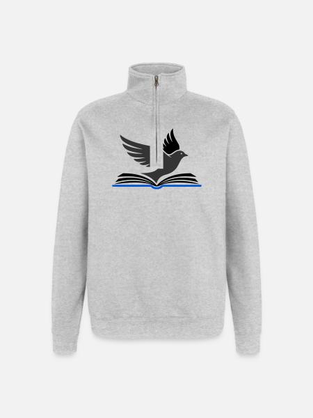 Bird flies out of book - Quarter-Zip Sweatshirt - heather grey