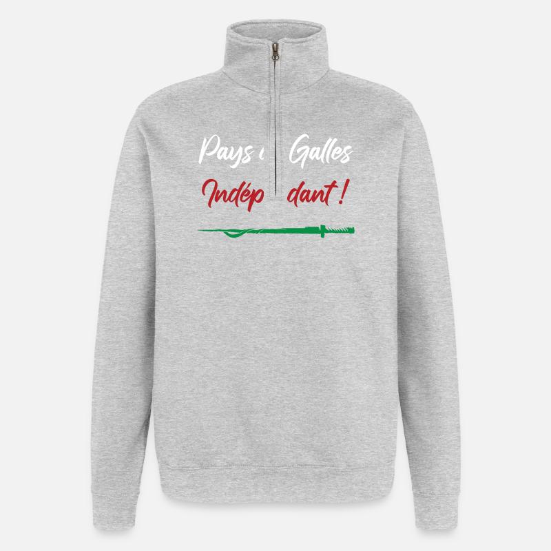 Pays de Galles Indépendant ! Perceval - Sweat à zip 1/4 - gris chiné