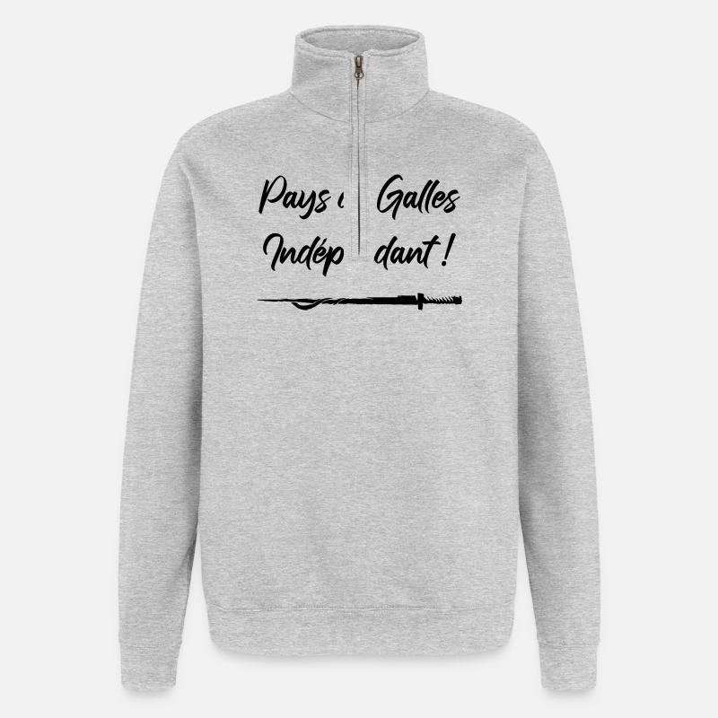 Pays de Galles Indépendant ! Perceval - Sweat à zip 1/4 - gris chiné