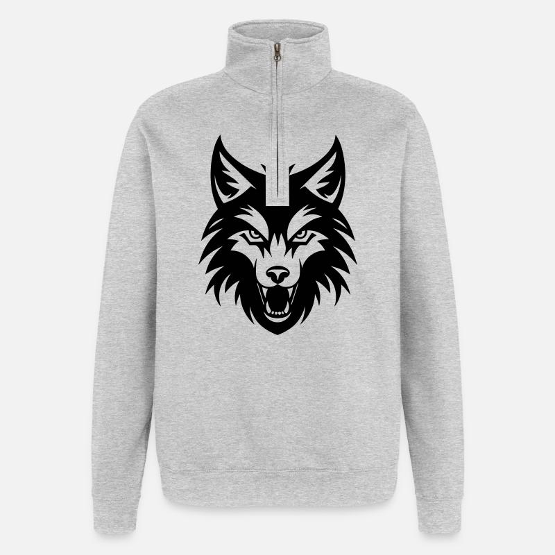 wolf - Quarter-Zip Sweatshirt - heather grey
