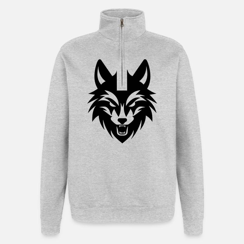 wolf - Quarter-Zip Sweatshirt - heather grey