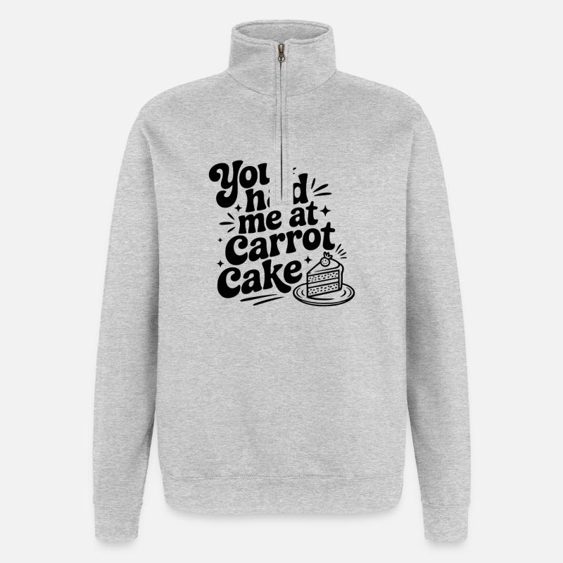 Du hattest mich schon bei Karottenkuchen - Quarter-Zip-Sweatshirt - Grau meliert