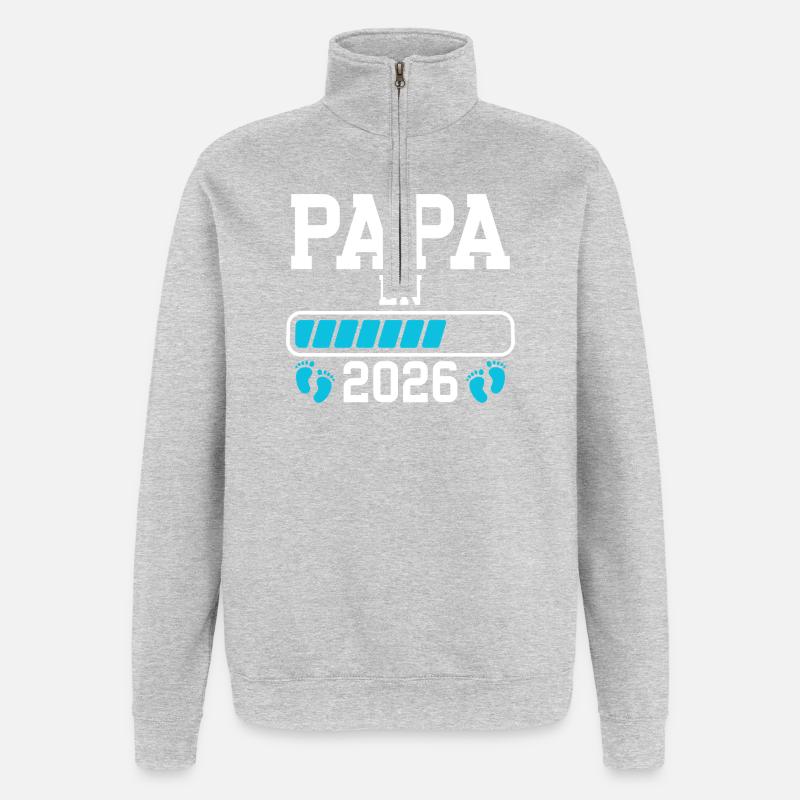 Futur papa 2026 annonce naissance - Sweat à zip 1/4 - gris chiné