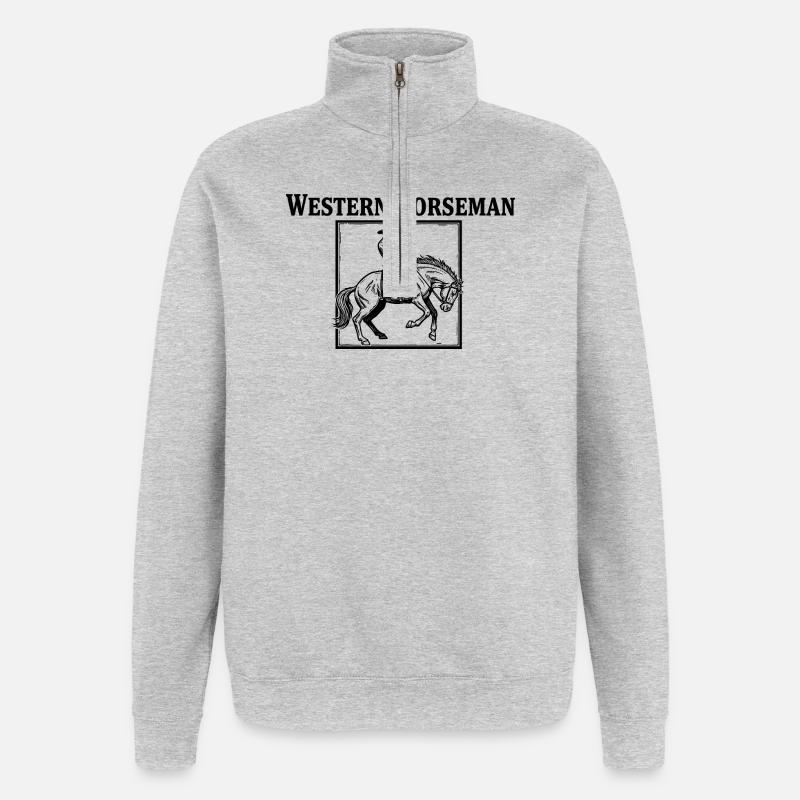 Le Cavalier Solitaire - Sweat à zip 1/4 - gris chiné