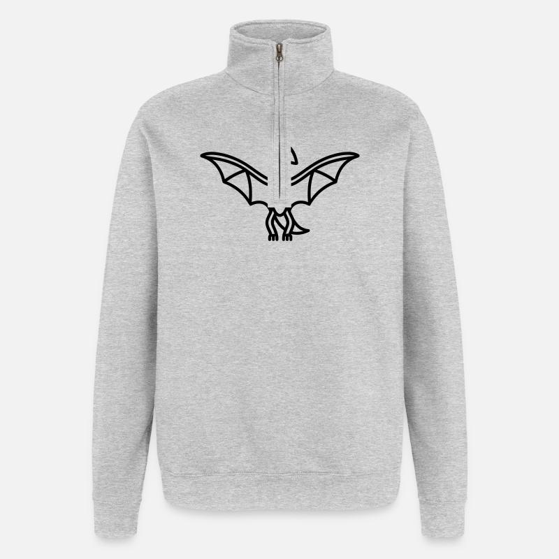 ptérodactyle - Sweat à zip 1/4 - gris chiné
