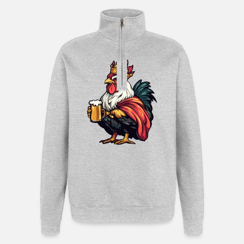 Hahn Bier König - Quarter-Zip-Sweatshirt - Grau meliert