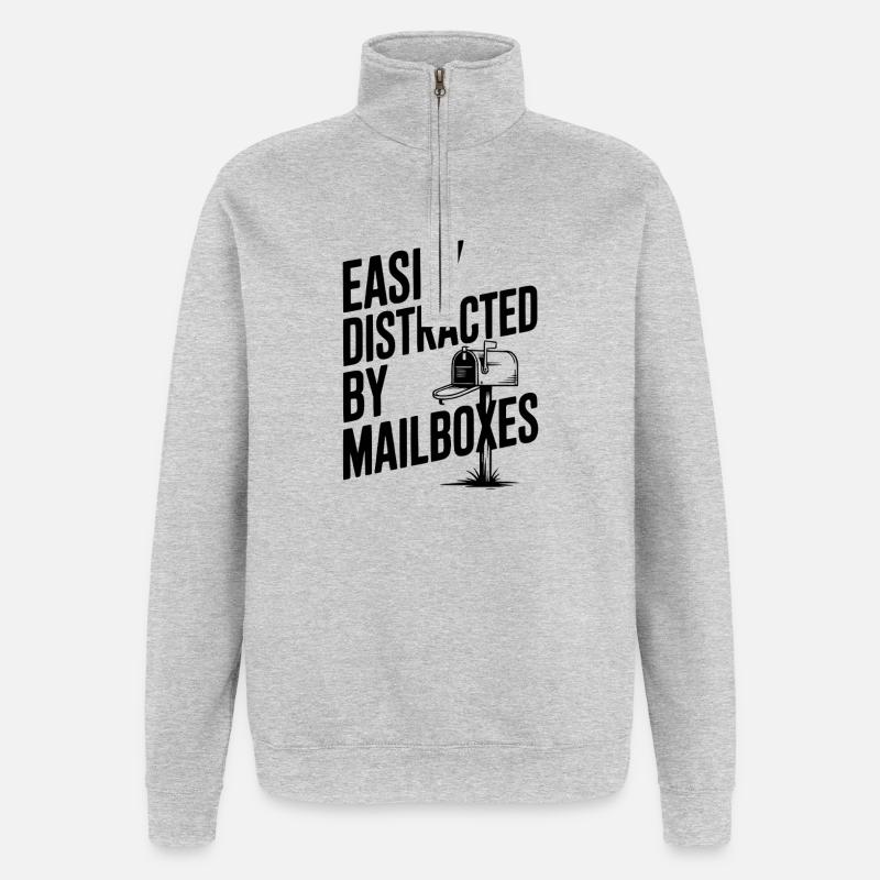 Easily Distracted by Mailboxes - Quarter-Zip Sweatshirt - heather grey