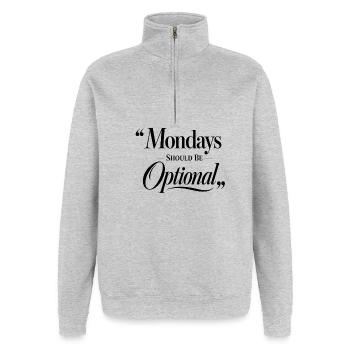 Monday Funny Saying Weekday Black - Quarter-Zip Sweatshirt - heather grey - Front - AI Model Female 172 light (172cm) & AI Model Male 178 dark (178cm)