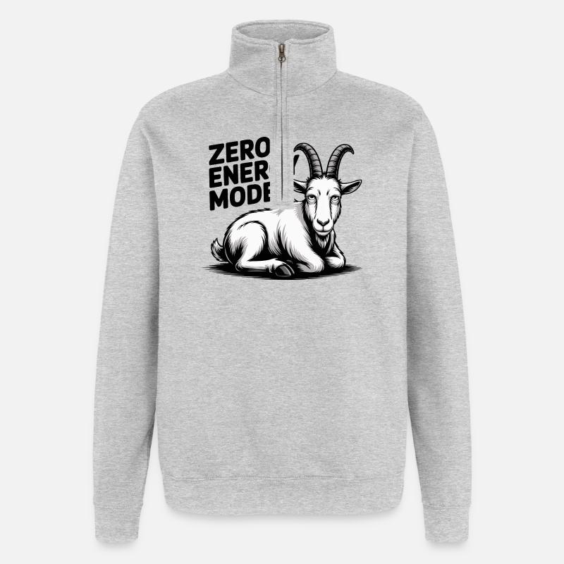 Chèvre en mode Zéro Énergie - Sweat à zip 1/4 - gris chiné