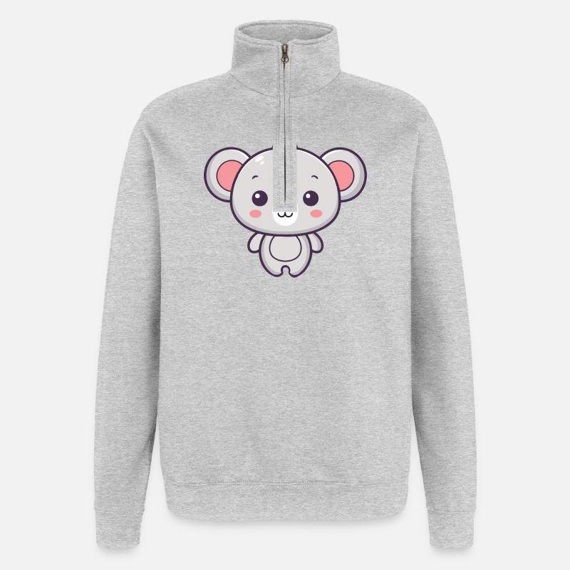 Koala Doux Pastel Dessin - Sweat à zip 1/4 - gris chiné