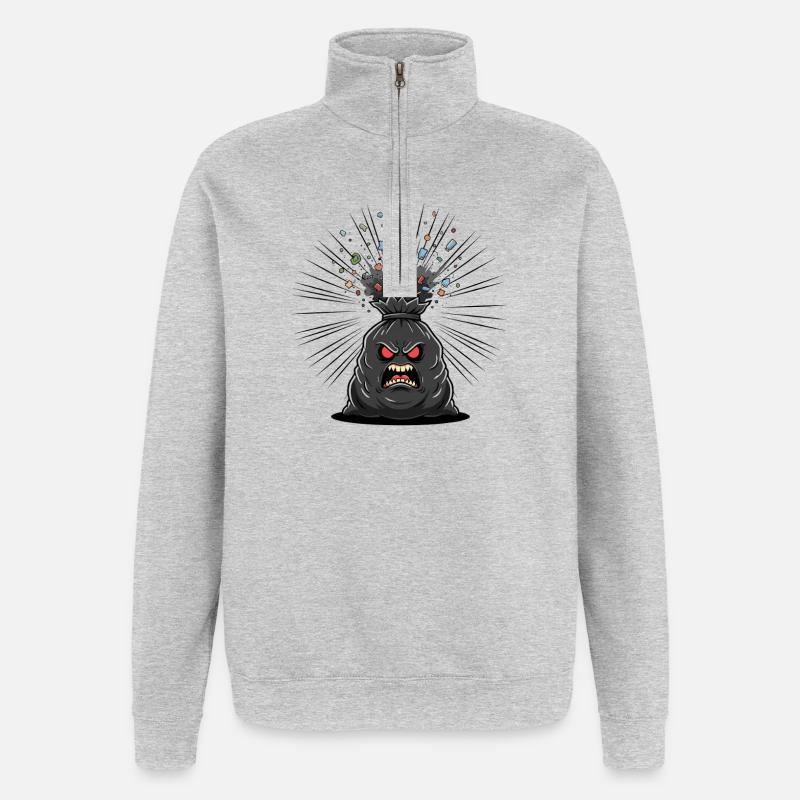 Wutbeutel Ausbruch - Quarter-Zip-Sweatshirt - Grau meliert