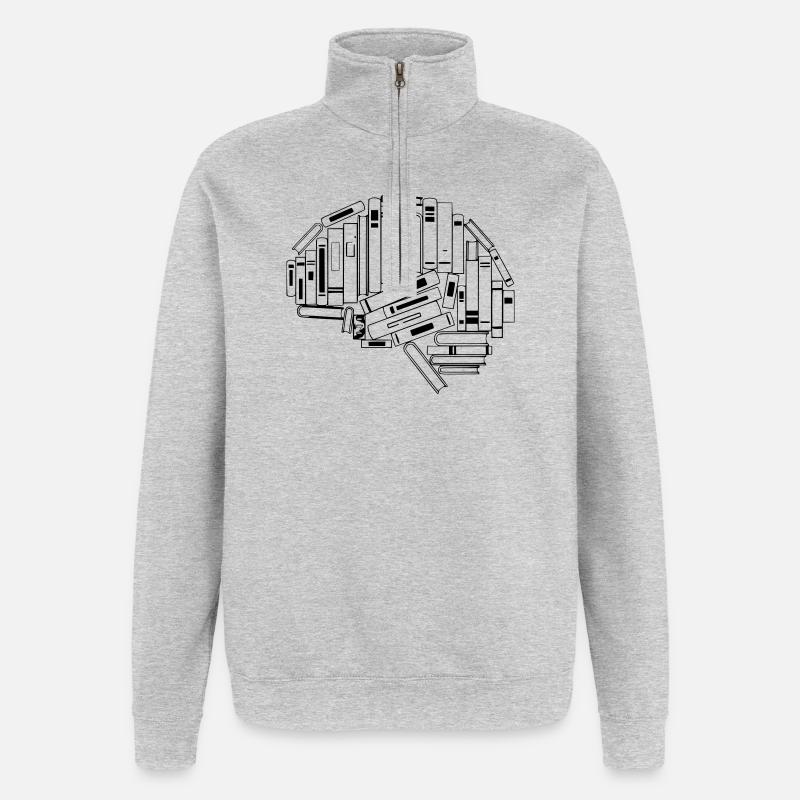 Brain from Books Knowledge - Quarter-Zip Sweatshirt - heather grey