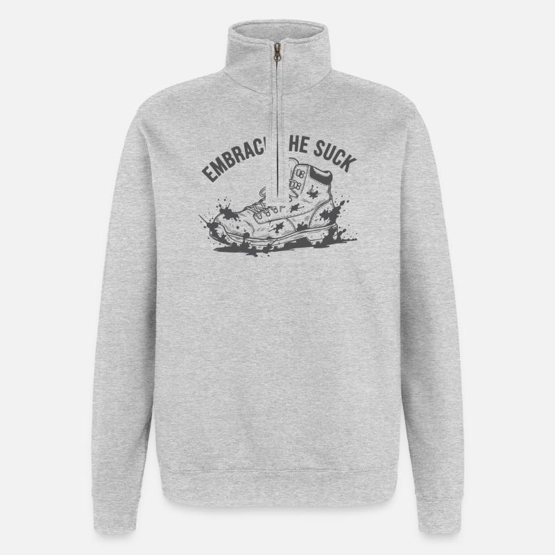 Umarme den Suck Sneaker Splash - Quarter-Zip-Sweatshirt - Grau meliert