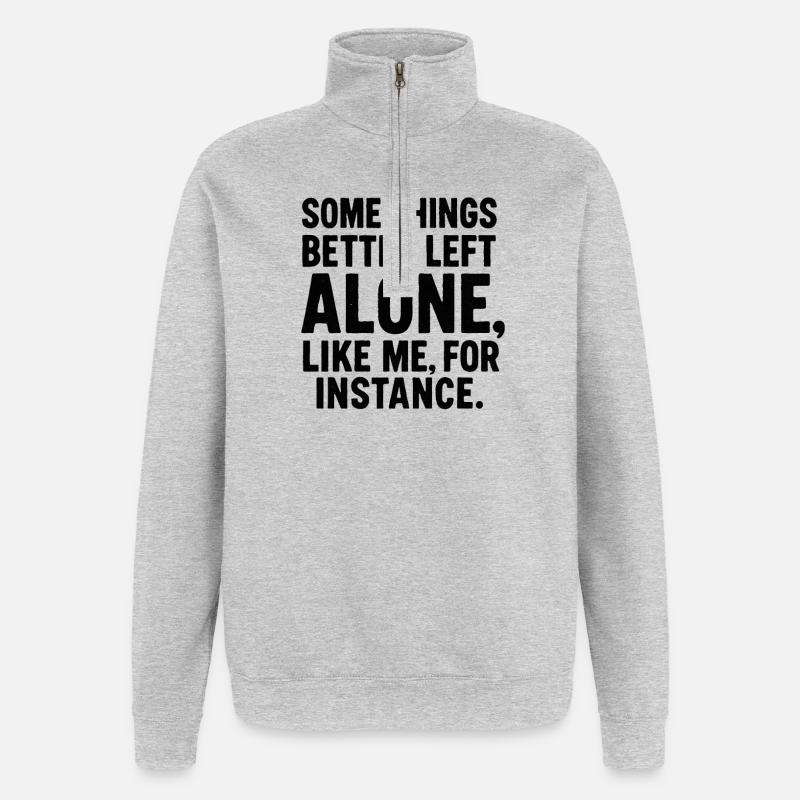 Lustiger Spruch Introvertierte Nerds Geschenkidee - Quarter-Zip-Sweatshirt - Grau meliert