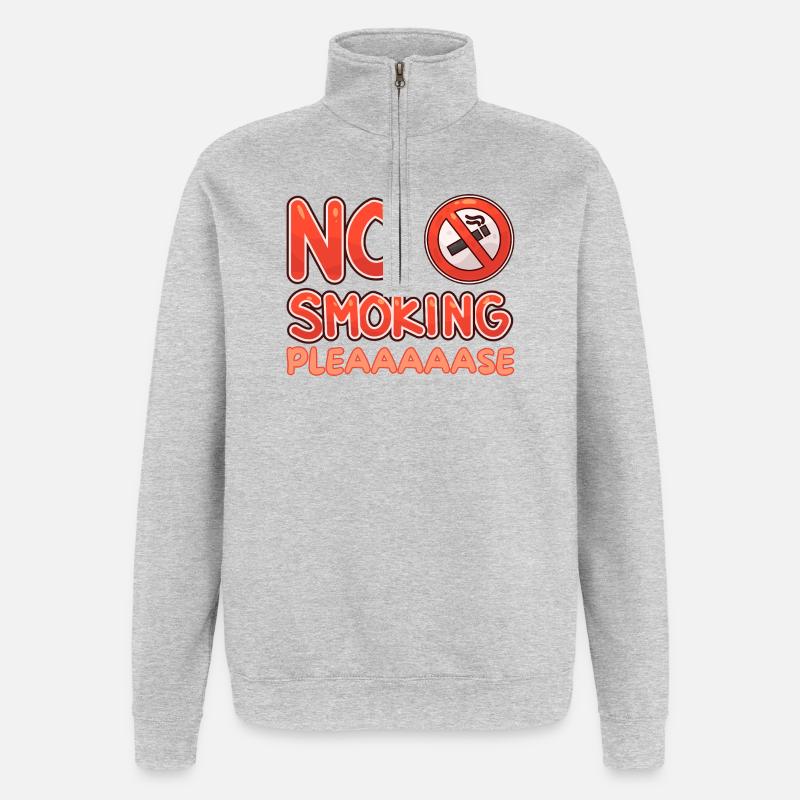 No Smoking Please, Humorous Message - Quarter-Zip Sweatshirt - heather grey