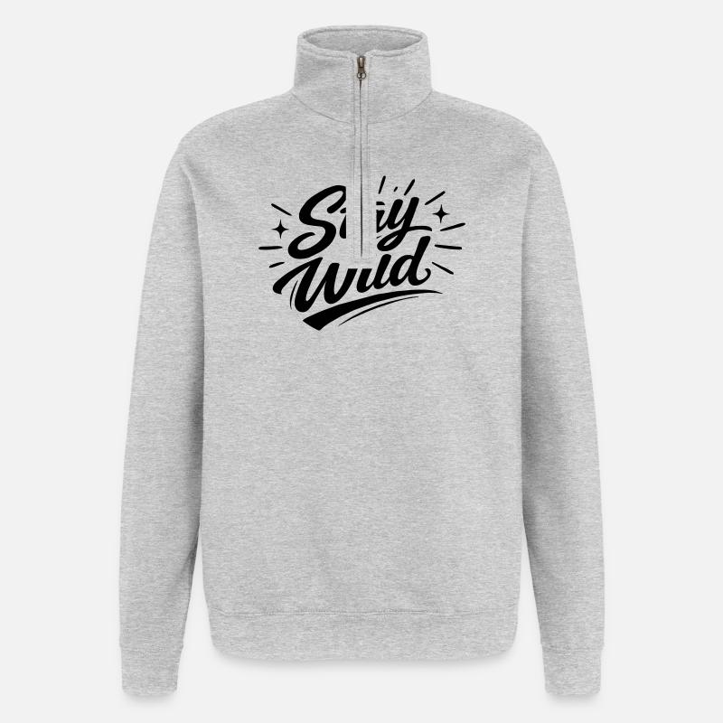 Restez en liberté - Sweat à zip 1/4 - gris chiné
