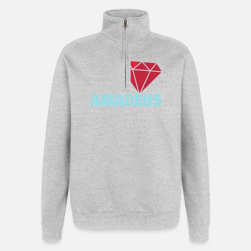 Amadeus - Sweat à zip 1/4 - gris chiné