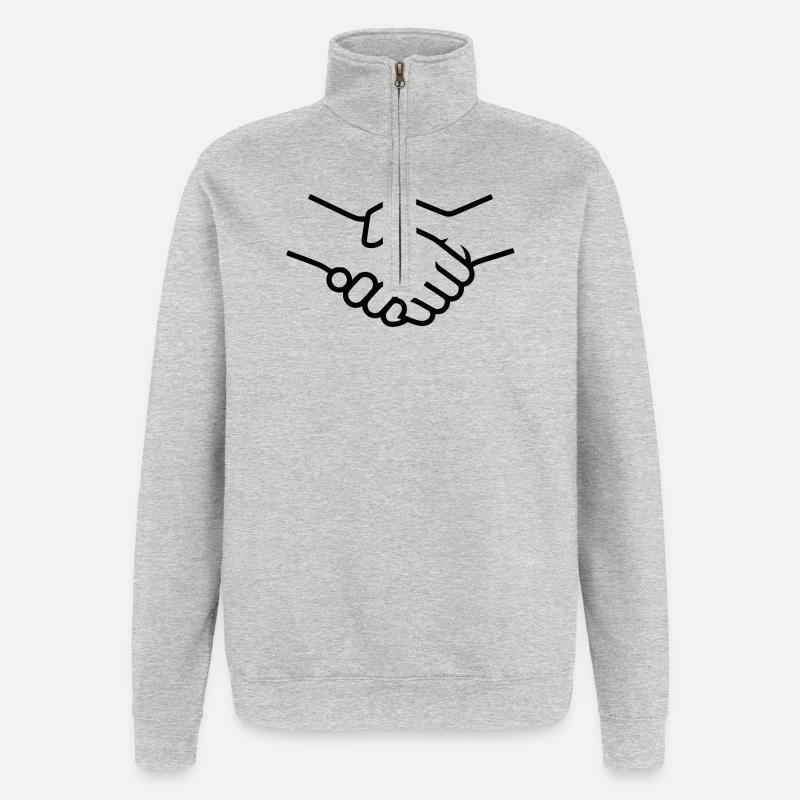 Poignée de main Travail d’équipe - Sweat à zip 1/4 - gris chiné