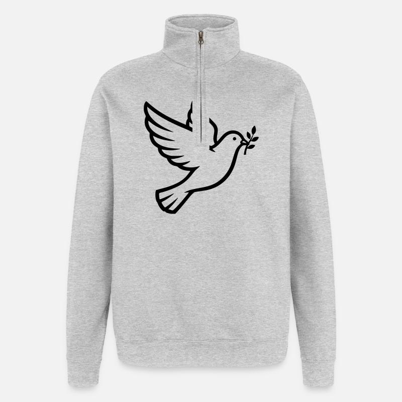 Friedenstaube Zweig Peace - Quarter-Zip-Sweatshirt - Grau meliert