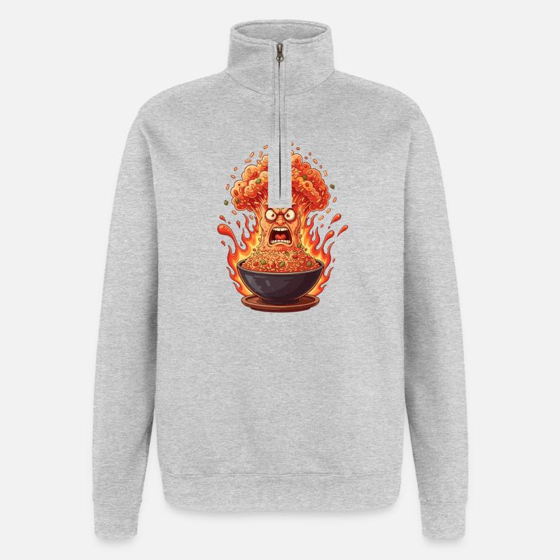 Plat de riz brûlé Wutbowl - Sweat à zip 1/4 - gris chiné