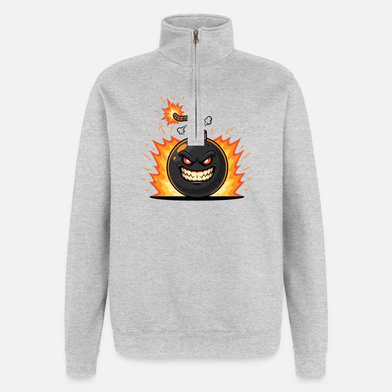 Explosive Grin Bomb - Quarter-Zip Sweatshirt - heather grey