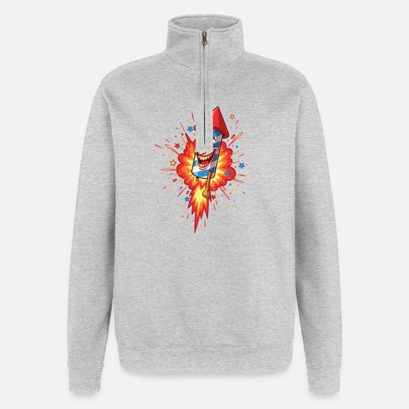 Explosion de dessin animé Rocket Rieur - Sweat à zip 1/4 - gris chiné