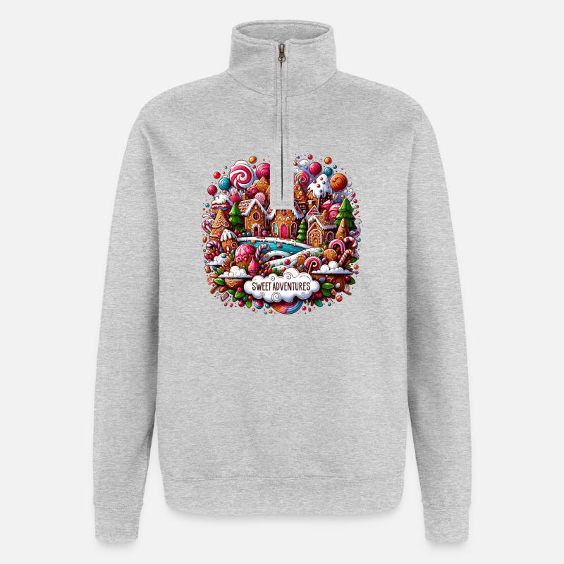 Süßes Dorftraum Adventslandschaft - Quarter-Zip-Sweatshirt - Grau meliert